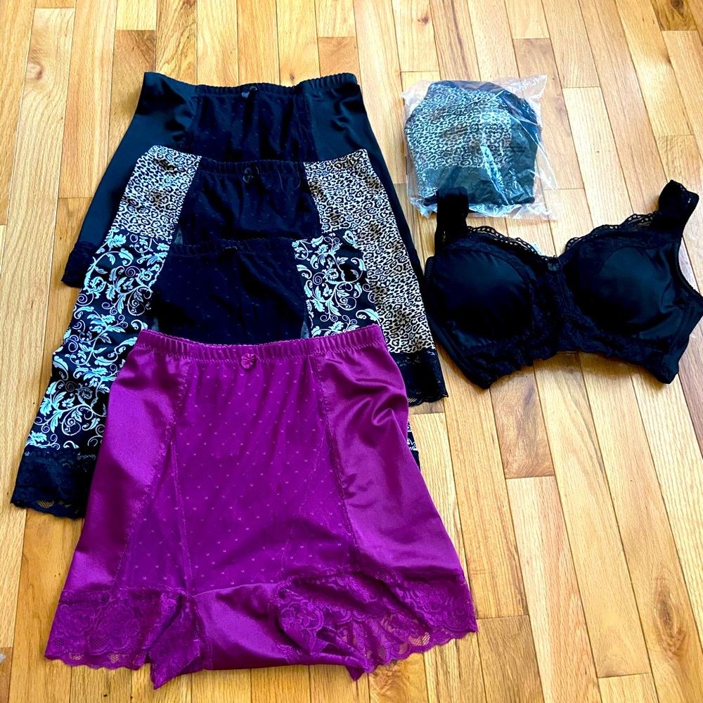 Rhonda Shear set of 4 panties/2 Bras size L /M